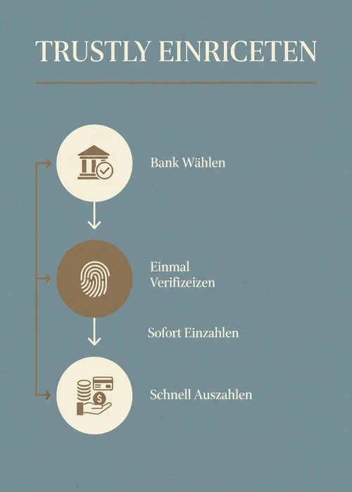 Trustly im Casino ohne Oasis einrichten: Bank wählen, einmal verifizieren, sofort einzahlen und schnell auszahlen.